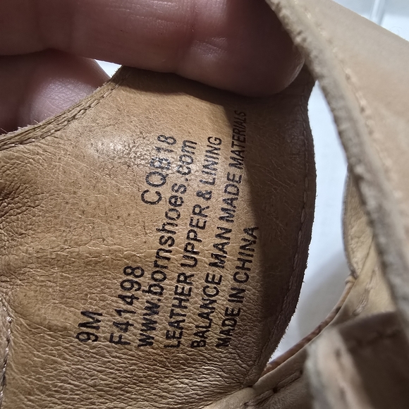 Born Tan Leather Sandal Cork Wedge Womens - Picture 8 of 8